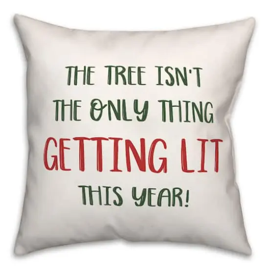 Getting Lit Xmas Tree 18x18 Throw Pillow {3}