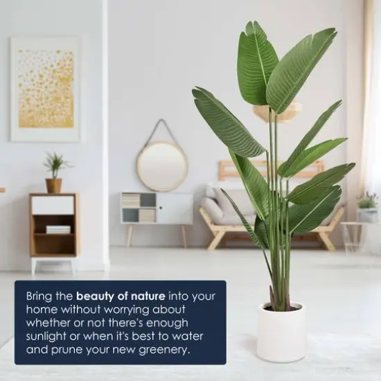 American Art Decor 5ft. Realistic Artificial Palm Tree in White Pot {6}