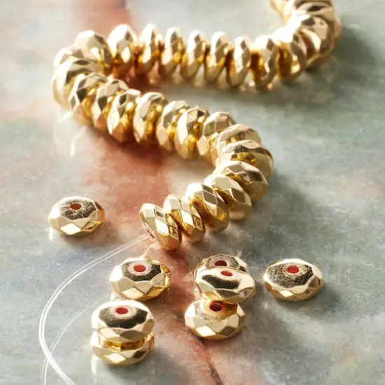 Gold Hematite Faceted Lentil Beads, 8mm by Bead Landing&trade; {3}