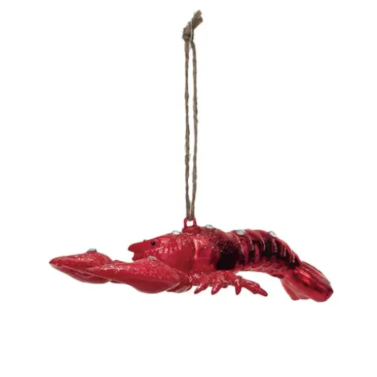 Hello Honey® 5.25" Red Glass Lobster Ornament with Glitter & Jewels {1}