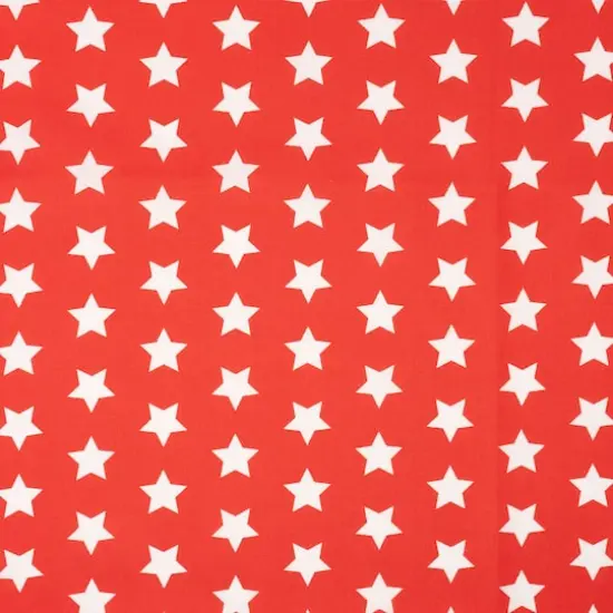 SINGER Patriotic White Stars On Red Cotton Fabric {1}