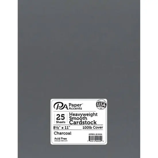 PA Paper&trade; Accents 8.5" x 11" 100lb. Smooth Cardstock, 25 Sheets Charcoal {1}