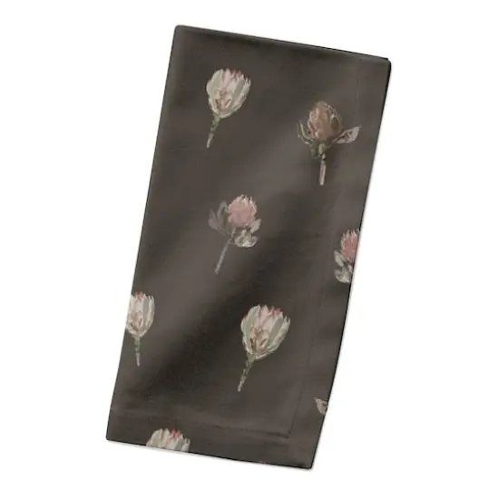 Cottage Florals Cotton Twill Napkin Charcoal {3}
