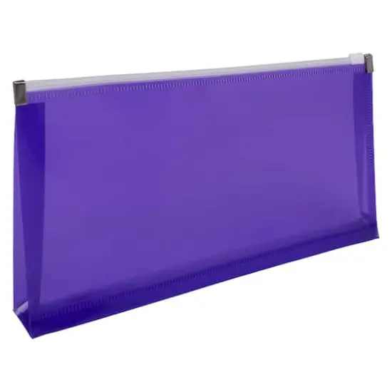 JAM Paper 5'' x 10'' Clear Plastic Pencil Pouch with Zip Closure, 12ct. Violet Purple {4}