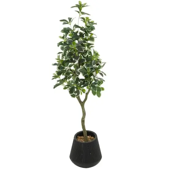 49" Green Faux Foliage Eucalyptus Artificial Tree With Black Porcelain Pot {1}