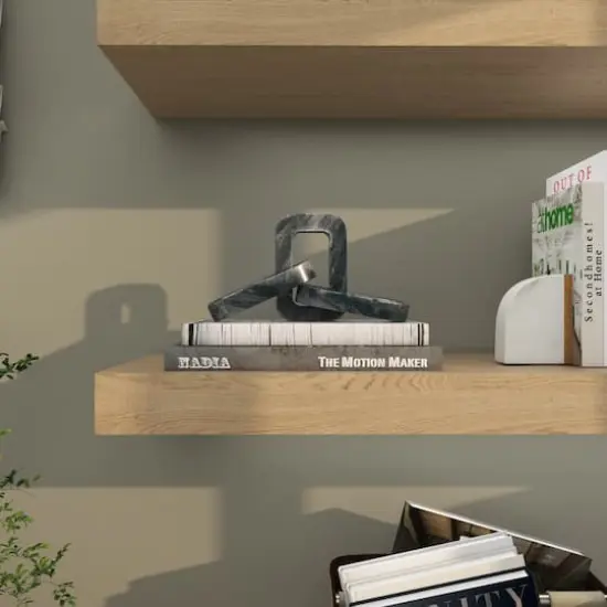 14" Gray Marble Chain Geometric 3-Link Sculpture {8}