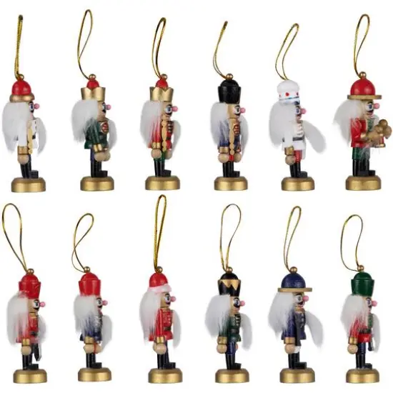 12ct. 3.25" Multicolor Nutcracker Wood Ornaments {4}