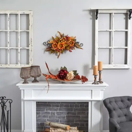 27" Sunflower Swag with Metal Frame {4}