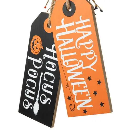 Glitzhome&reg; 24.75" Halloween Wooden Doorknob Hanging D&eacute;cor {7}