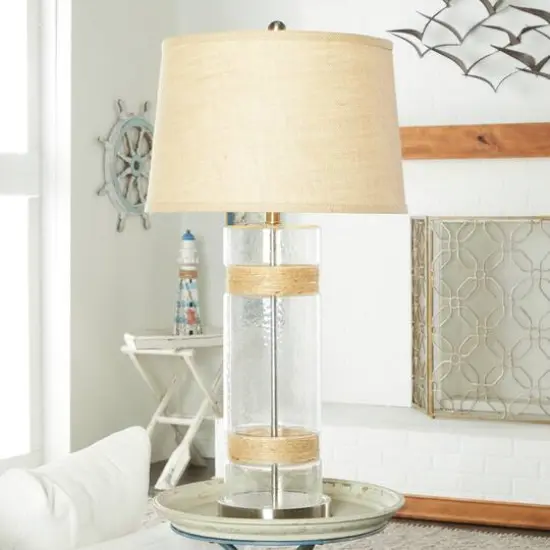 Set of 2 Silver Glass Rustic Table Lamp, 31" {8}