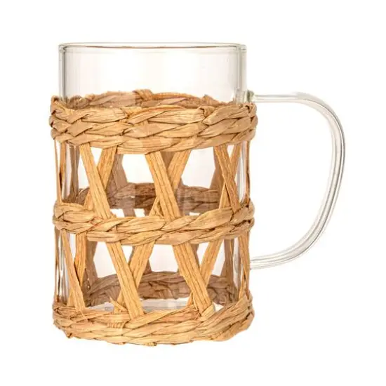 Hello Honey&reg; 10oz. Clear Glass Mugs with Natural Woven Sleeves, 12ct. {7}