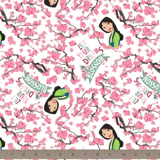 Disney&reg; Princess Mulan White Let Your Dreams Blossom Cotton Fabric {3}