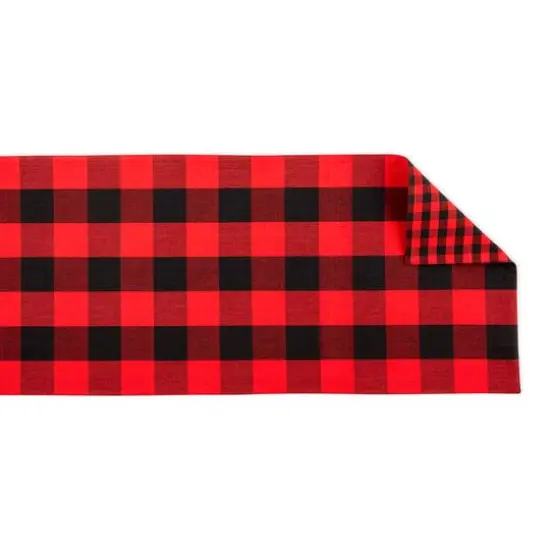 DII&reg; 72" Reversible Gingham & Buffalo Check Table Runner Red/Black {7}
