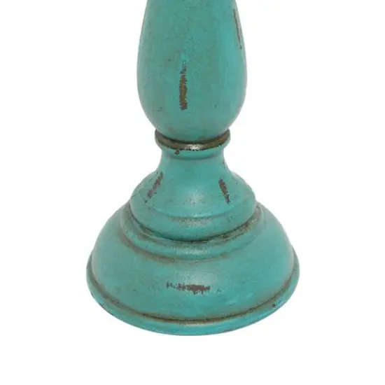 Turquoise Wood Traditional Candle Holder Set {8}