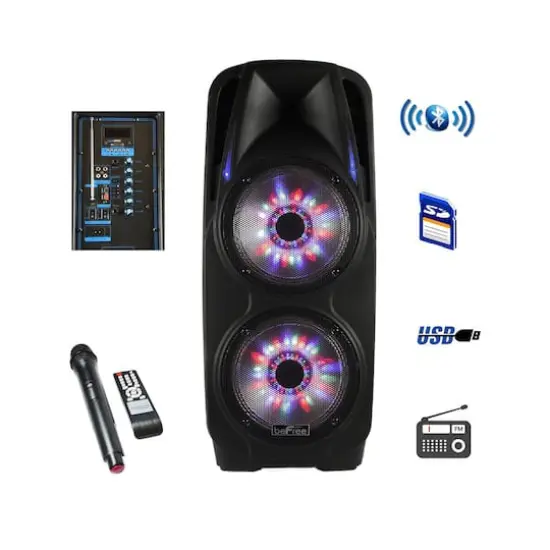 beFree Sound Double 10" Subwoofer Portable Bluetooth Party PA Speaker {1}