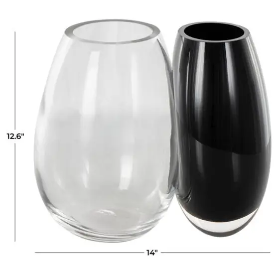 Black & Clear Abstract 2 Opening Recycled Glass Vase  {8}