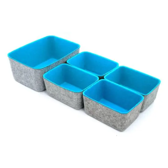 Welaxy Felt 5 Piece Drawer Organizer Bins Turquoise {8}