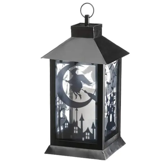 16" Black Halloween Haunted House Lantern {5}