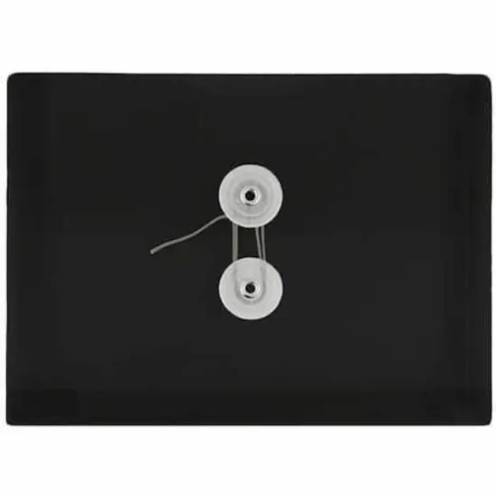 JAM Paper 5.25" x 7.5" Booklet Plastic Envelopes with Button and String Closure, 24ct. Black {1}