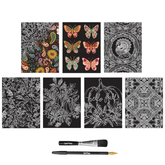 Brea Reese&trade; 6" x 8" Turkey Tales Scratch Art Paper Pad {3}