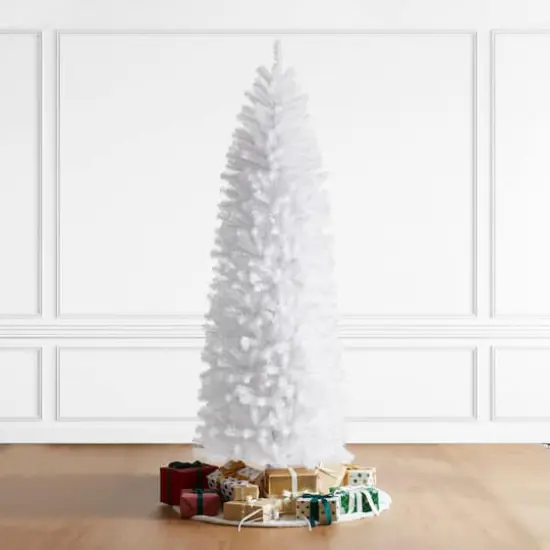 9ft. Unlit White Pencil Tinsel Artificial Christmas Tree {3}