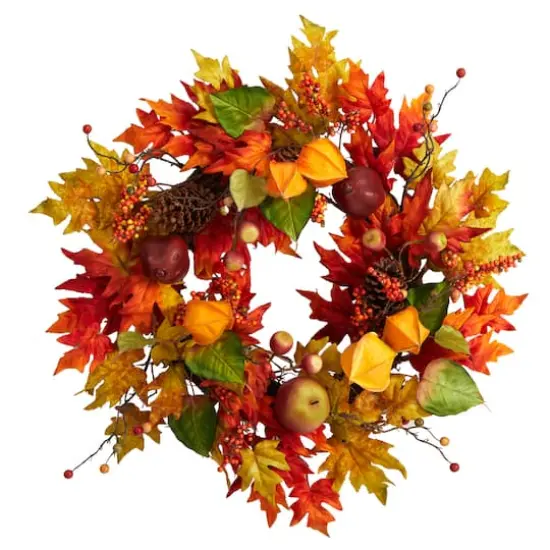 24" Maple Leaf & Berries Fall Artificial Wreath {1}