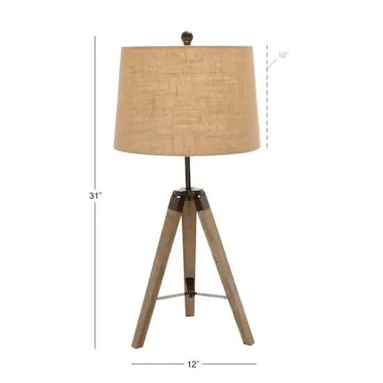 Set of 2 Brown Wood Rustic Table Lamp, 31" {9}