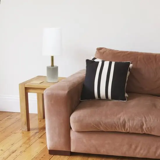 Lalia Home 18" Antique Brass Concrete Table Lamp with Linen Shade Brass and White {6}