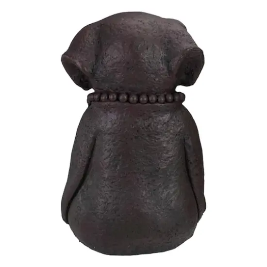 17" Dark Gray Meditating Buddha Dog Outdoor Garden Statue {5}
