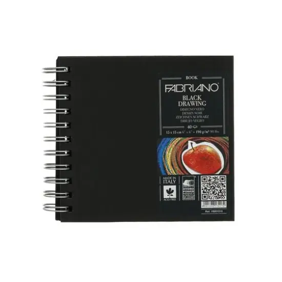 Fabriano® Black Square Spiral-bound Drawing Book, 5.9'' x 5.9'' {4}