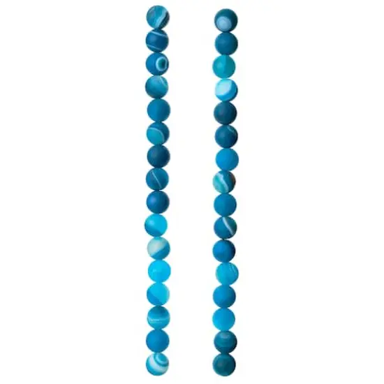 Blue Matte Striped Agate Round Beads, 8mm by Bead Landing™ {4}