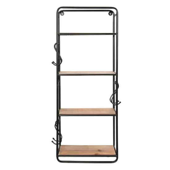 Hello Honey&reg; 32" Metal & Wood Shelf With Hooks {1}