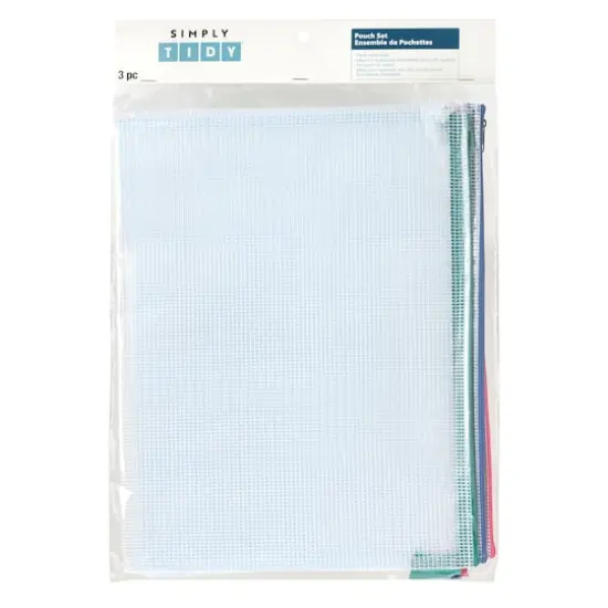 14" Mixed Mesh Zipper Pouches by Simply Tidy&reg;, 3ct. {3}