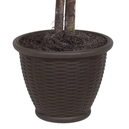 4ft. Artificial Orange Maple Bush with Rattan Basket {5}