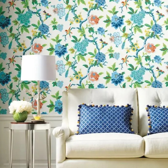 RoomMates Candid Moments Peel & Stick Wallpaper Blue and Green {6}