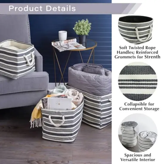 DII&reg; 17" Gray Urban Stripe Paper Bin {6}
