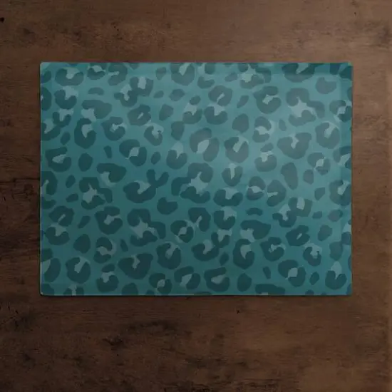 Leopard Cotton Twill Placemat Teal {3}