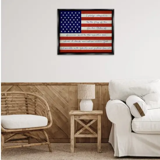 Stupell Industries Pledge of Allegiance Flag Floater Framed Art Black {3}