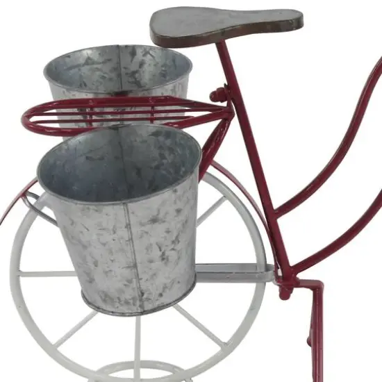 31" Red Tin Vintage Bicycle Planter {6}