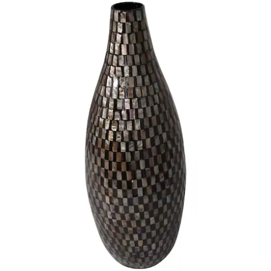 24" Black Mother of Pearl Handmade Mosaic Inspired Vase {5}