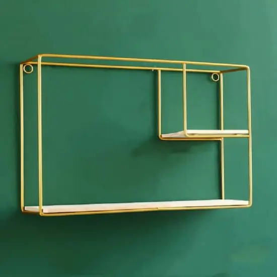 NEX&trade; Gold Iron Rectangular Wall Hanging Basket Shelf {1}