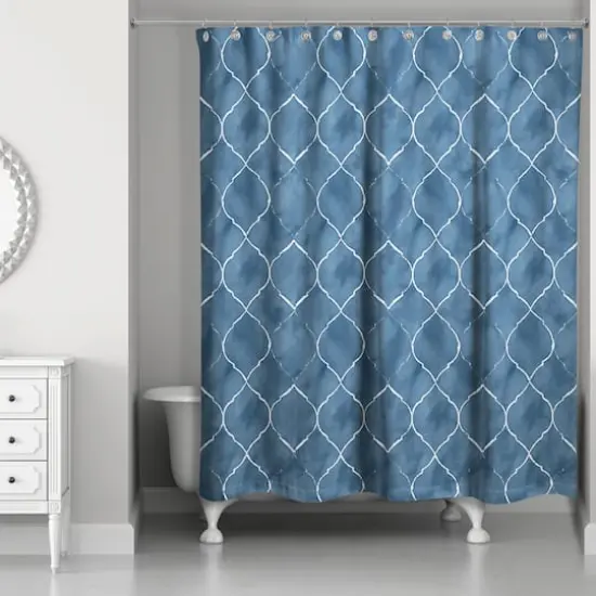 Blue Ogee Pattern 71" x 74" Shower Curtain {3}