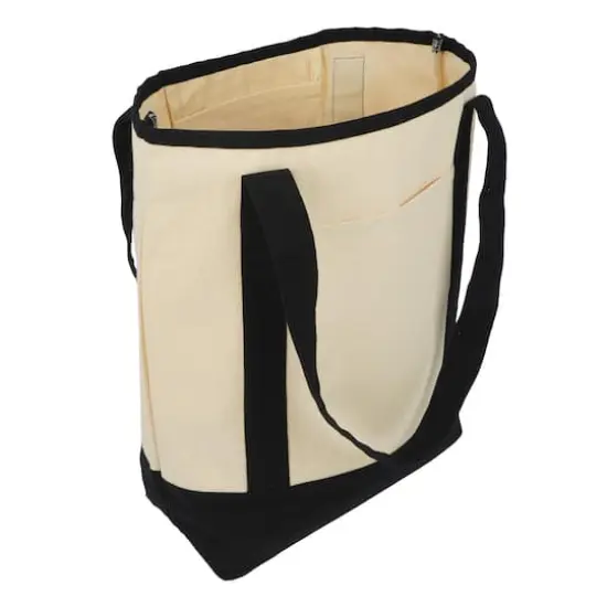 Large Cotton Canvas Tote by Make Market® Black/Natural {3}