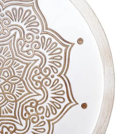 American Art D&eacute;cor&trade; 17" White and Brown Boho Farmhouse Wood Framed Wall Medallion {4}