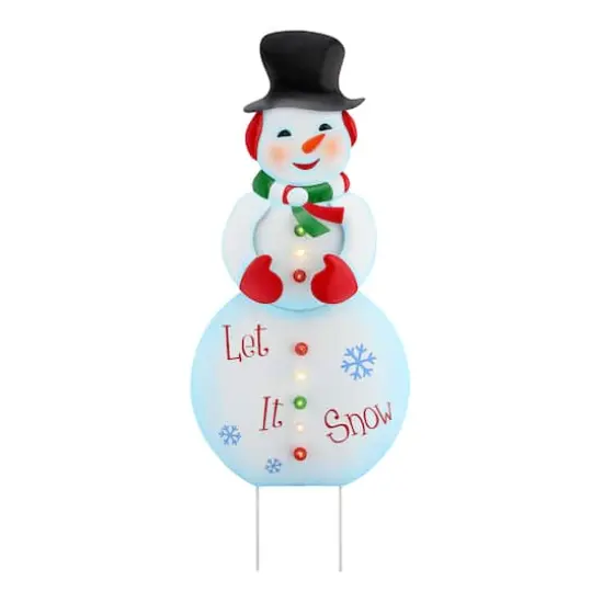 3ft. Lit Snowman Outdoor Metal Sign {1}