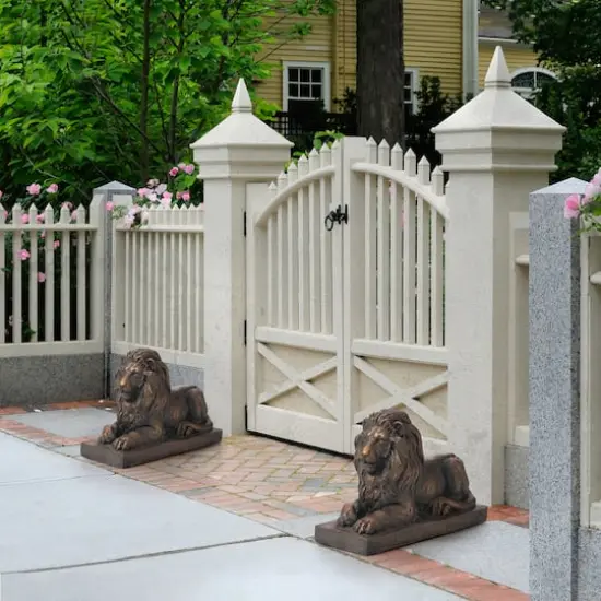 Glitzhome&reg; 22" Lying Lion Garden Statue Set Bronze {3}