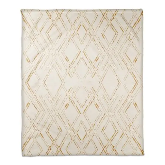 Diamond Coral Fleece Blanket White/Gold {1}