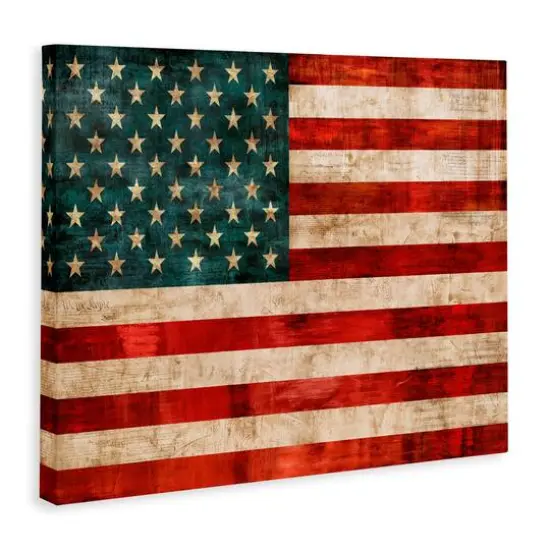 Stupell Industries US American Flag Rustic Pattern Canvas Wall Art {4}