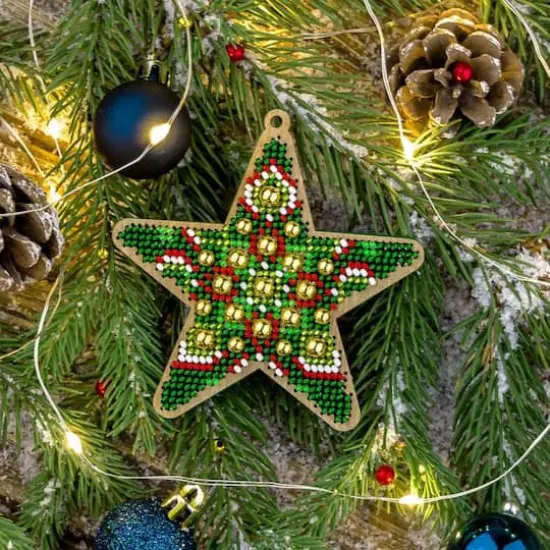 Wonderland Crafts Christmas Star Bead Embroidery on Wood Kit {3}