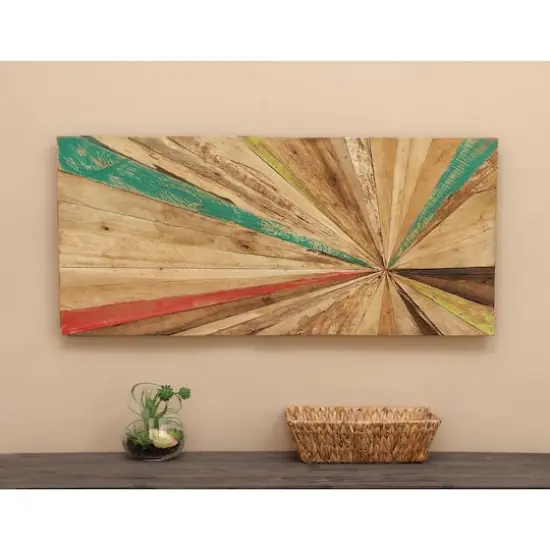 39" Brown Rustic Abstract Teak Wood Wall Decor {10}